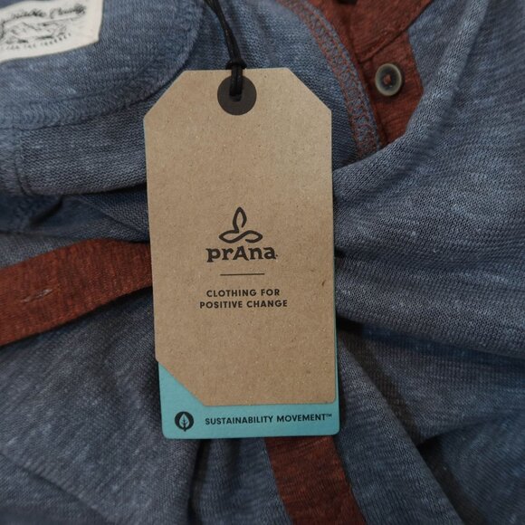 PRANA Cozy Up Henley Dress Size S NWT Casual Hemp Rust Blue/Gray Pockets - Picture 7 of 9